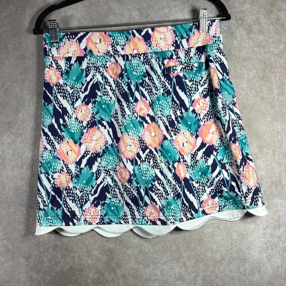Pebble Beach Skort Womens Medium Multi Dry-Luxe Performance Floral Scalloped Hem